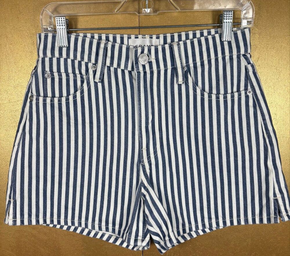 Frame striped high rise denim shorts size 24